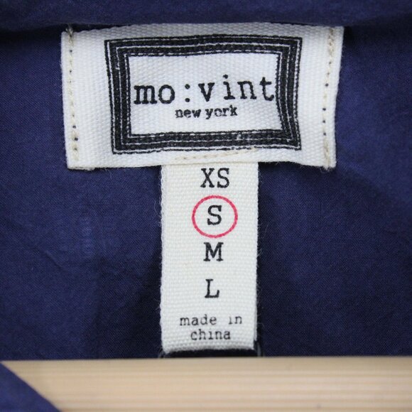 Mo:vint By Anthropologie Shirt Women Small Navy Blue Button Down Long Sleeve NWT - Picture 6 of 9
